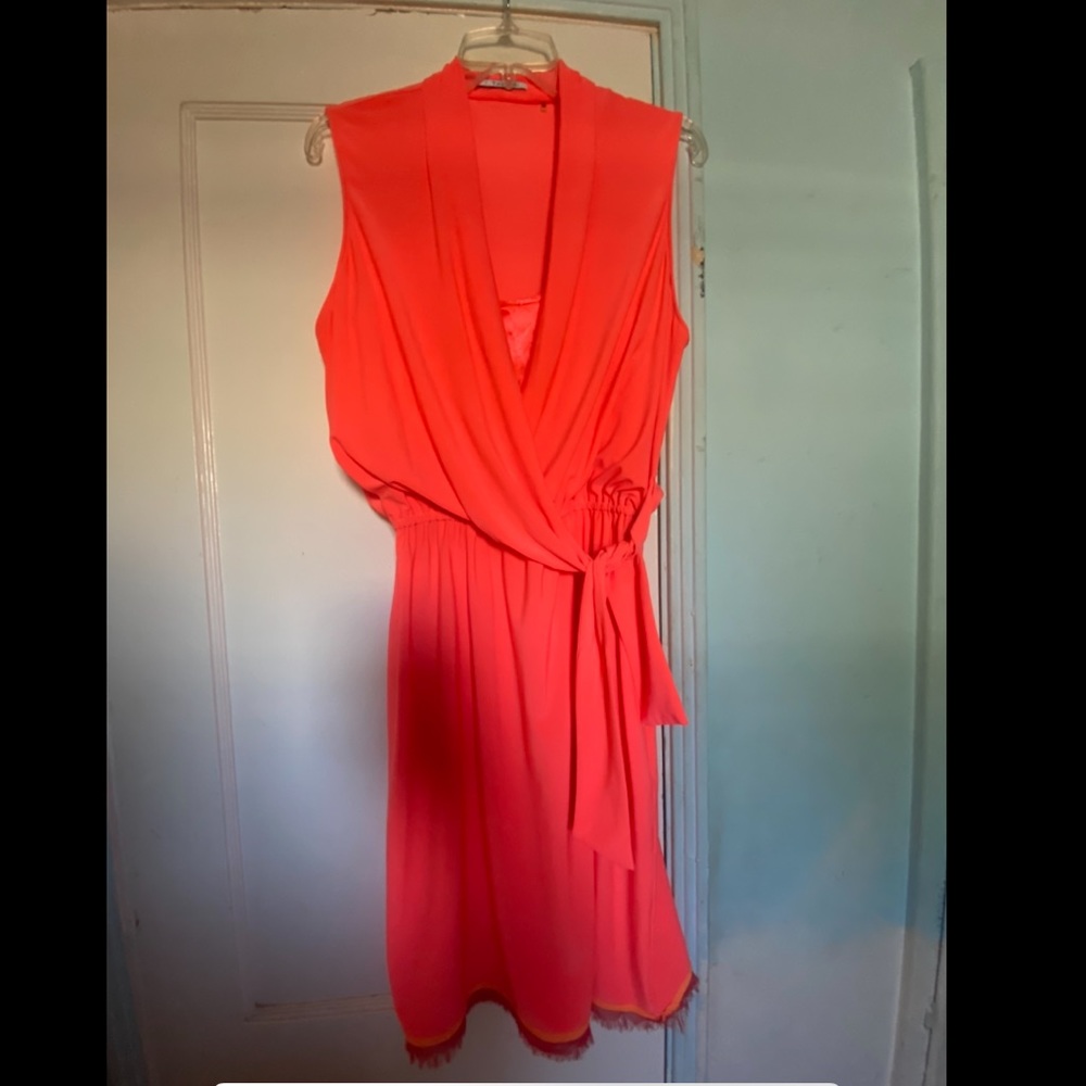 Neon orange T Tahari dress